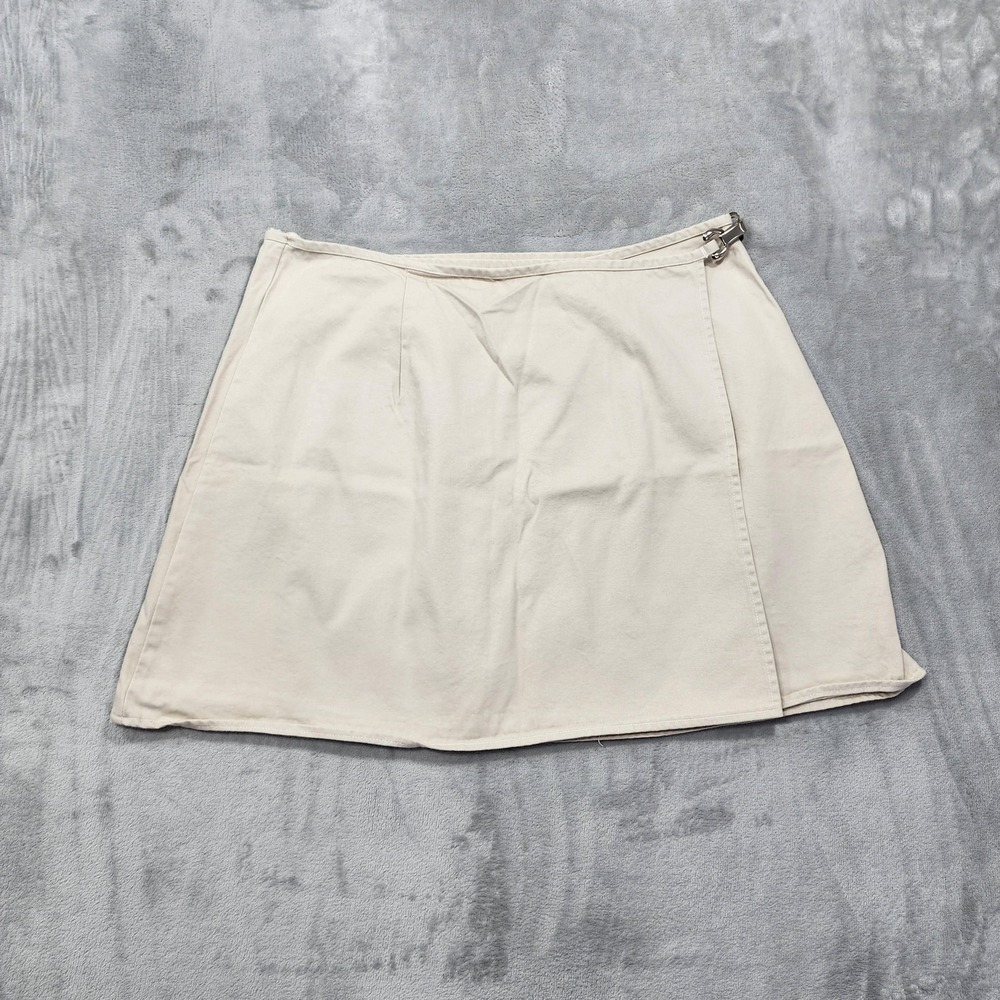 Vintage Xhilaration Skirt Womens 20W Beige Wrap Twill Buckle Mini A-Line Casual